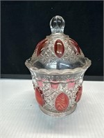 Ruby Flash Imperial Glass Dome Top Candy Jar Dish