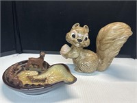 Vintage Tilso Japan Ashtray & Ceramic Squirrel