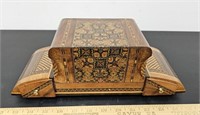 Vintage Marquetry Wooden Cigarette Box- 13x4.5x5