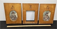 (3) Russian Wooden Frames w Carvings and Two