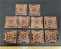 (10) Old Ceramic Glazed Tiles- Marked TRENT-