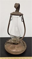Unusual Copper Kerosene Lamp- Knob Says Pat: