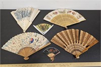 (6) Old Hand Held Fans- As Found