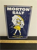 Morton Salt Porcelain Sign- 12x8- Some Chipping