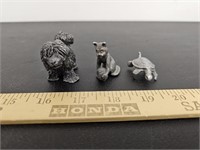 (3) Small Metal/Pewter Animal Figures- Dog, Cat,