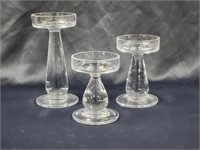 (3) GLASS CANDLE HOLDERS