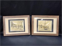 (2) VINTAGE LIONEL BARRYMORE GOLD FOIL ETCHINGS...