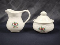 PFALTZGRAFF RED RIBBONS CREAMER & SUGAT BOWL SET