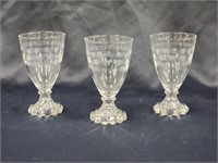 (3) BOOPIE ETCHED WINE GOBLET/WATER GLASSES