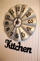 Home Decor Windmill Clock & Plastic Kitchen Sign