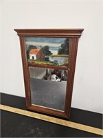 Antique Reverse Glass Painting w Mirrored Bottom-