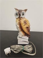 Vintage German Porcelain Owl Lamp- 8.5" Tall