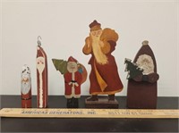 (5) Small Vintage Hand Painted Santas