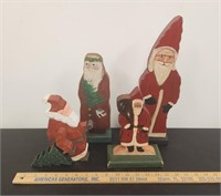 (4) Vintage Hand Painted Santas- Some Hand Carved