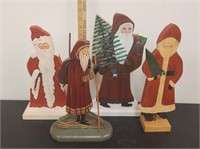 (4) Vintage Hand Painted Santas