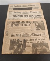 (3) JFK Assassination Newspapers- Reading Times