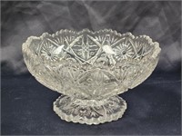 VINTAGE IMPERIAL GLASS FANCY FLOWERS FOOTED BOWL