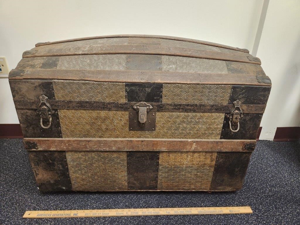 Antique Dome Top Trunk- 35x24x19- Missing
