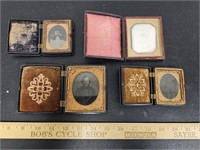(4) Antique Tin Types In Cases