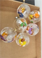 (6) Hand Painted Glass Angel Ornaments