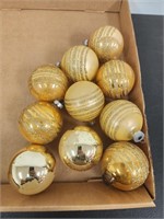 (10) Glass Gold Ornaments