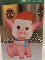 3.5 FT Pink Pig In Santa Airblown Inflatable $32