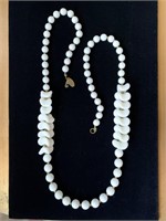 Miriam Haskell Milk Glass Necklace 29.5" Unusual