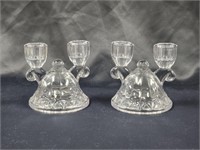 (2) IMPERIAL GLASS DOUBLE CANDLESTICK HOLDERS