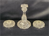 (2) VINTAGE PRESSED GLASS FOOTED CANDLESTICK ...