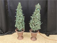 (2) SMALL FAUX TREES W/ LIGHTS