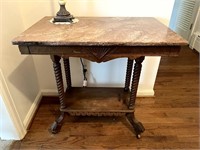 Marble Top Oak Entrance Table