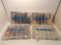 4 Tackle Boxes with Hooks, Worms and Weights