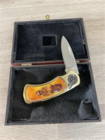 Native Themed Pocket Knife w/ Cherry Case
