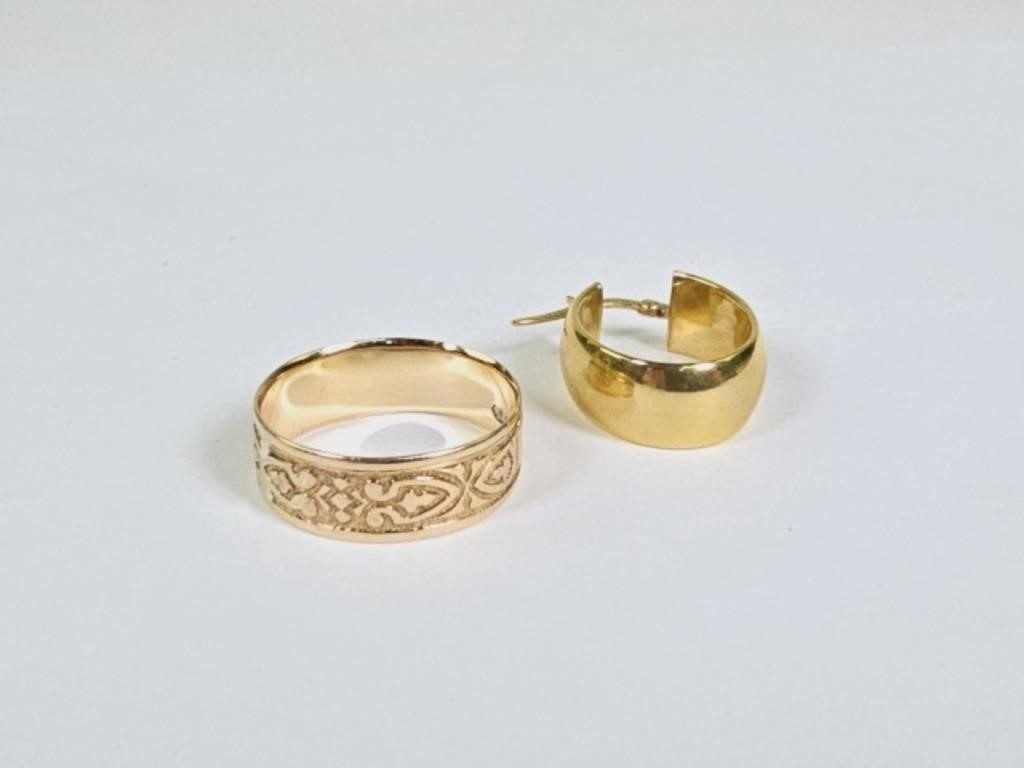 6g 18KT Gold Jewelry: Ring, Earring