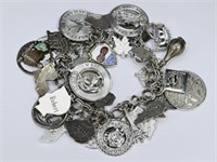 3.2 Ozt Sterling Silver Charm Bracelet: Disney