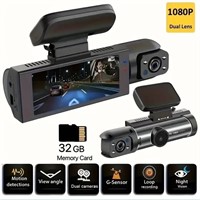 Dual Camera Dash Cam For Cars, Front And Inside+