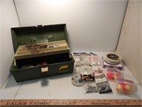 Small Tackle Box with Hooks, Line, Weights, Etc.