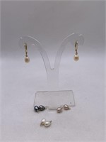 14K GOLD EARRINGS W/ INTERCANGEABLE PEARL ADD ONS