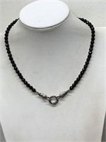 SIGNED BC STERLING SILVER BEADED NECKLACE