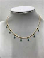 AMBYR CHILDERS 14K GP/TURQUOISE DROPS NECKLACE