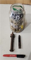 Jar of Steel Grommets and Tools