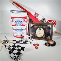 Budweiser Cooler, Umbrella, Mirror Sign, Openers