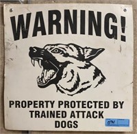 VINTAGE METAL ATTACK DOG SIGN