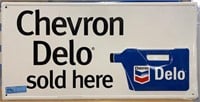 CHEVRON DELO OIL METAL ADVERTISING SIGN
