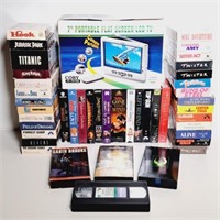 VHS Movies, 7in Portable Flat Screen TV