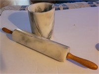 Nice Marble Rolling Pin and Utensil Holder