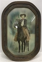 FRAMED CONVEX GLASS COWBOY PICTURE