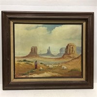 FRAMED PLATEAU SHEEP PAINTING