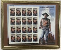 FRAMED JOHN WAYNE STAMP COLLAGE