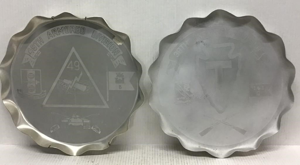 2 ALUMINUM RUFFLED PLATTERS